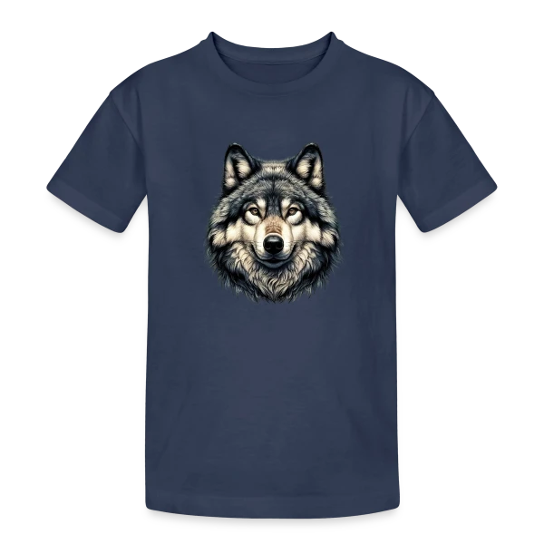 Tête de Loup Réaliste sur T-shirt coton épais ado
