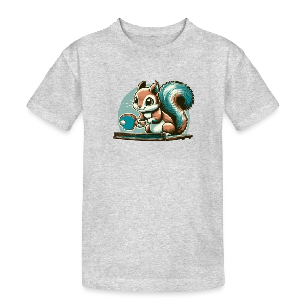 L'Écureuil Champion de Ping-Pong Cartoon sur T-shirt coton épais ado