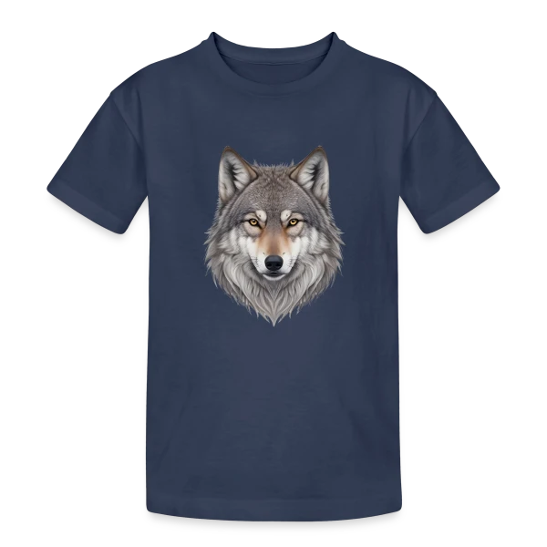 Tête de Loup Majestueuse sur T-shirt coton épais ado