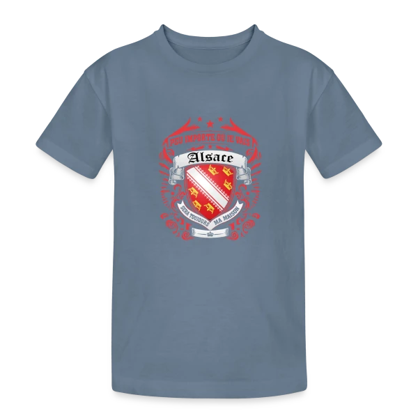 Alsace Mon Cœur Ma Maison sur T-shirt coton épais ado