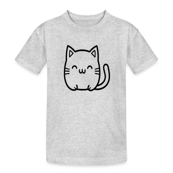 Chat Kawaii Souriant sur T-shirt coton épais ado