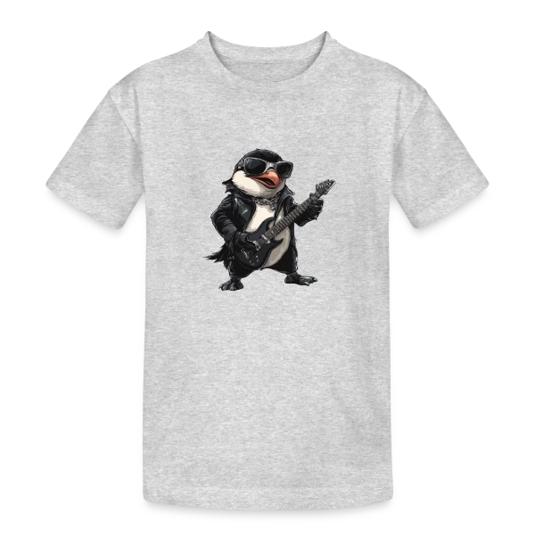 Pinguin Rocker Guitariste Heavy Metal sur T-shirt coton épais ado