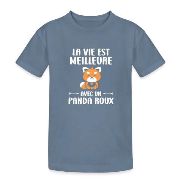Panda Roux Adorable sur T-shirt coton épais ado