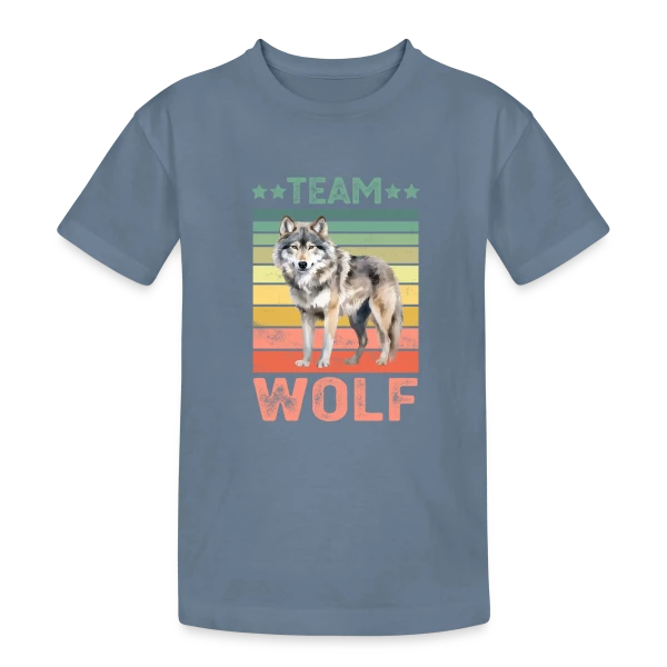 Équipe Loup Rétro sur T-shirt coton épais ado