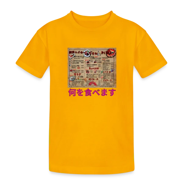 Menu Restaurant Japonais Italien sur T-shirt coton épais ado