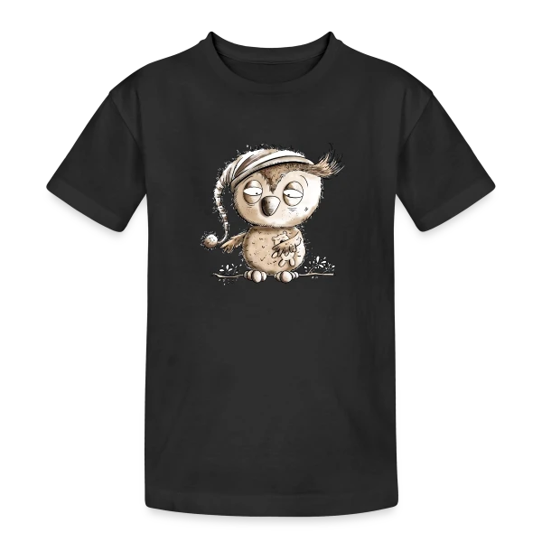 Petite Chouette de Nuit Endormie sur T-shirt coton épais ado