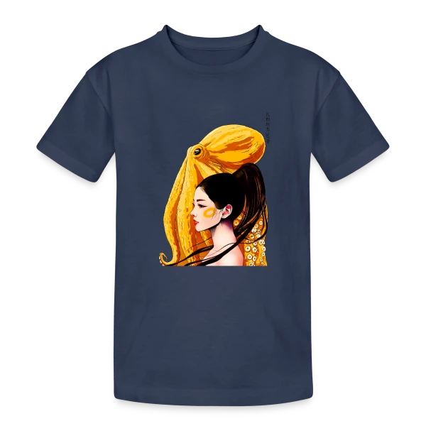 Poulpe aux Anneaux Jaunes Vifs sur T-shirt coton épais ado