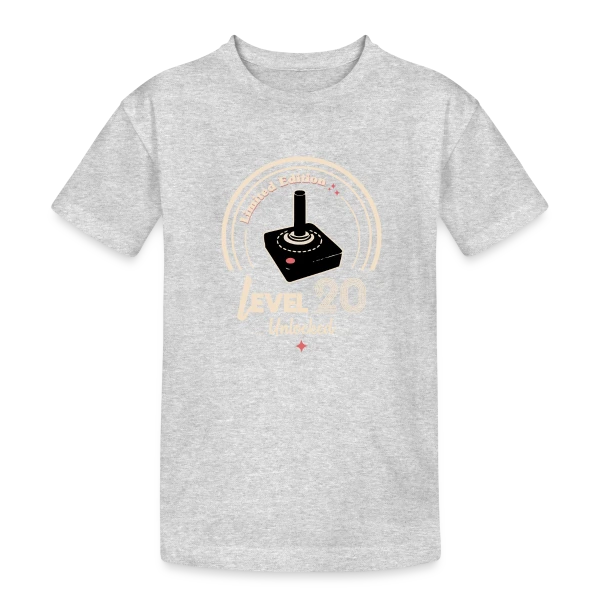 Gaming "Niveau 20 Débloqué" - Rétro Anniversaire sur T-shirt coton épais ado