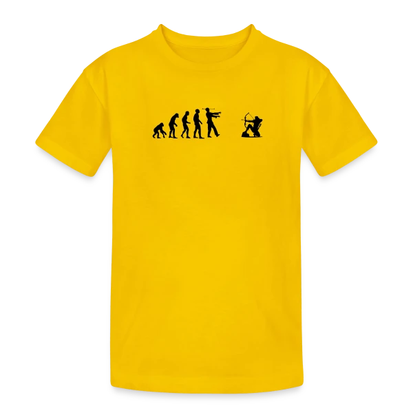 Évolution Humaine : Zombie vs Archer sur T-shirt coton épais ado