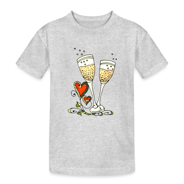 Verres Cœurs & Fêtes sur T-shirt coton épais ado