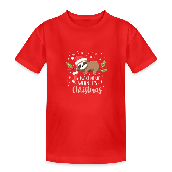 Noël Paresseux Endormi - Réveille-moi pour Noël sur T-shirt coton épais ado