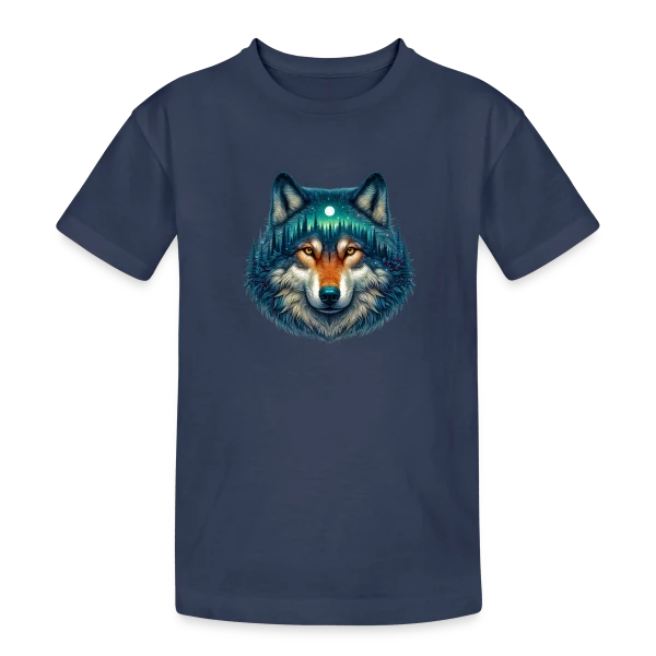 Loup Forêt Étoilée sur T-shirt coton épais ado