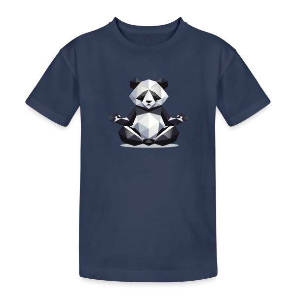 Panda Zen Géométrique : Harmonie Minimaliste sur T-shirt coton épais ado