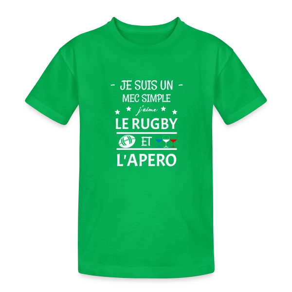 Rugby & Apéro : L'Esprit Convivial sur T-shirt coton épais ado
