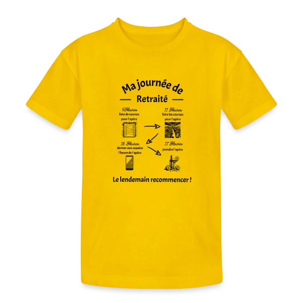 Joyeuse Retraite - Nouvelle Vie, Plus de Loisirs sur T-shirt coton épais ado