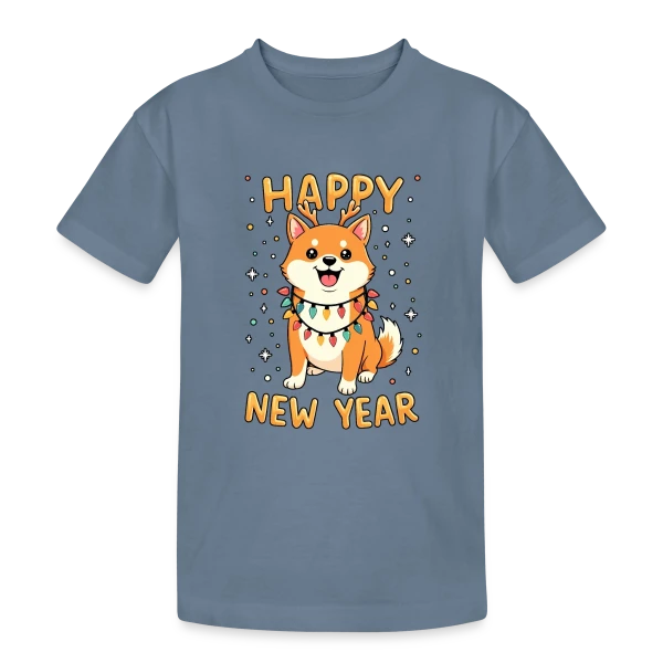 Shiba Inu Lumières de Noël - Fêtes de Fin d'Année sur T-shirt coton épais ado