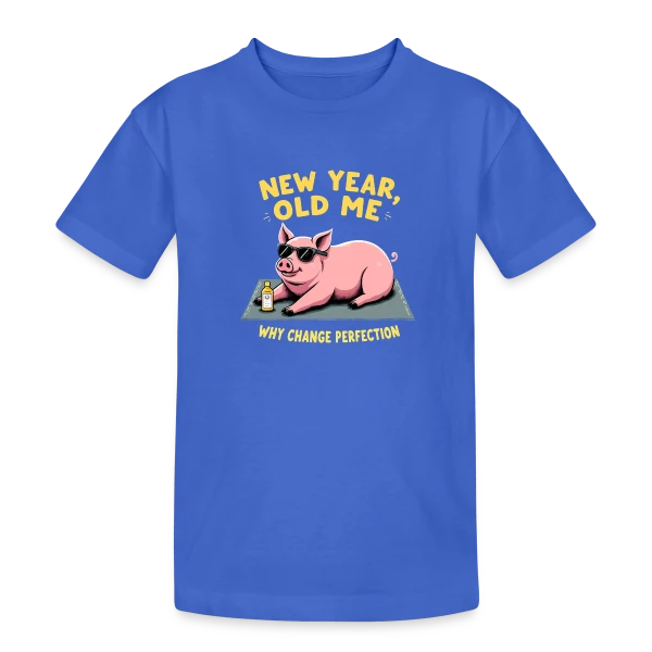 Nouvel An Humoristique - Cochon Détendu sur T-shirt coton épais ado