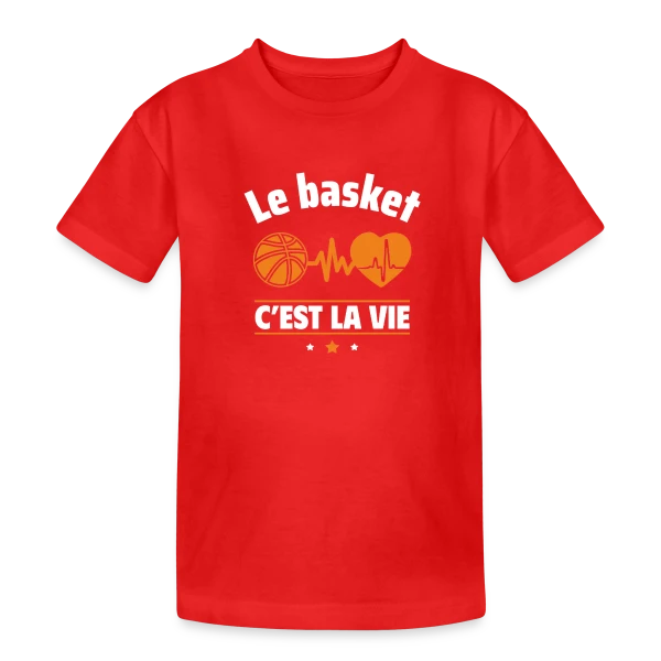 Le Basket, C'est la Vie ! sur T-shirt coton épais ado