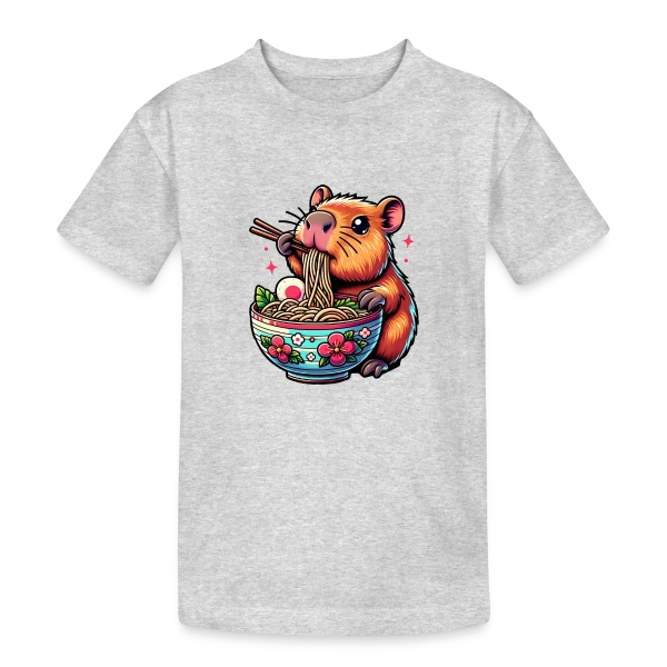 Capybara Mignon Ramen sur T-shirt coton épais ado