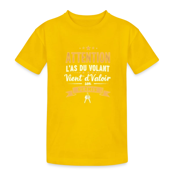 Humour Jeune Conducteur - Mon Permis en Poche sur T-shirt coton épais ado