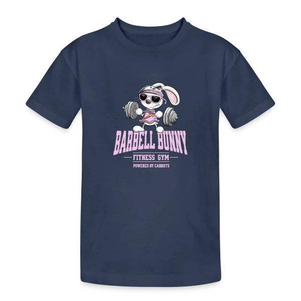 Lapin Fitness Musculation - 'Powered by Carrots' sur T-shirt coton épais ado