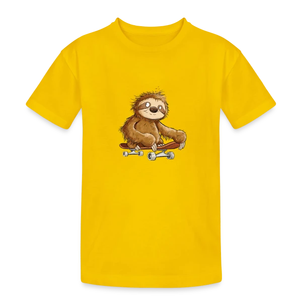 Paresseux Skateboarder Cartoon - Relax et Style sur T-shirt coton épais ado
