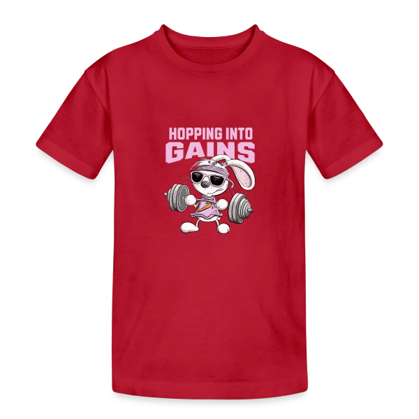 Lapin Musculation - Puissance Carottes sur T-shirt coton épais ado