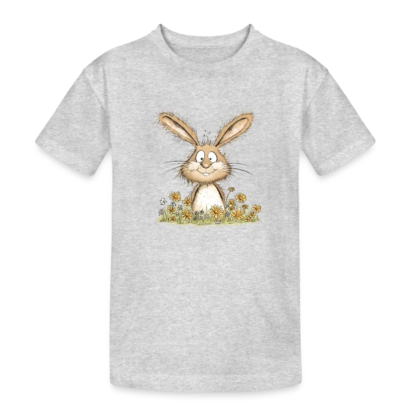 Lapin Rigolo des Fleurs sur T-shirt coton épais ado