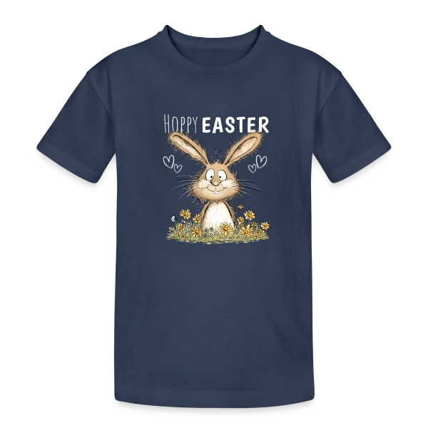 Joyeuses Pâques Lapin Fleuri sur T-shirt coton épais ado