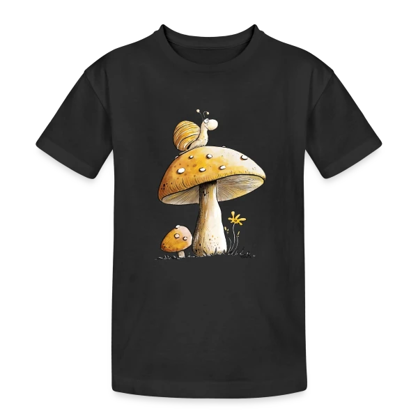 Escargot Rêveur sur Champignon sur T-shirt coton épais ado