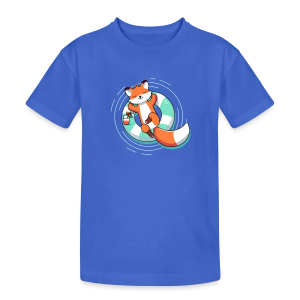 Renard Chill' en Bouée Tropicale sur T-shirt coton épais ado