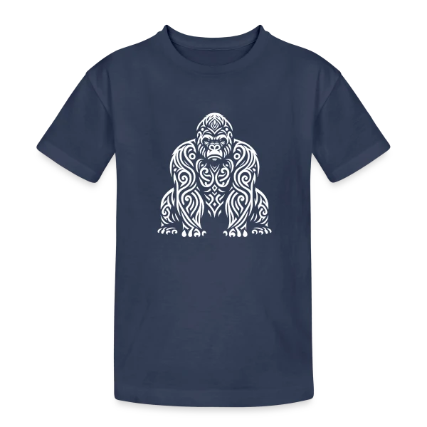 Gorille Tribal - Design Ethnique Sauvage sur T-shirt coton épais ado