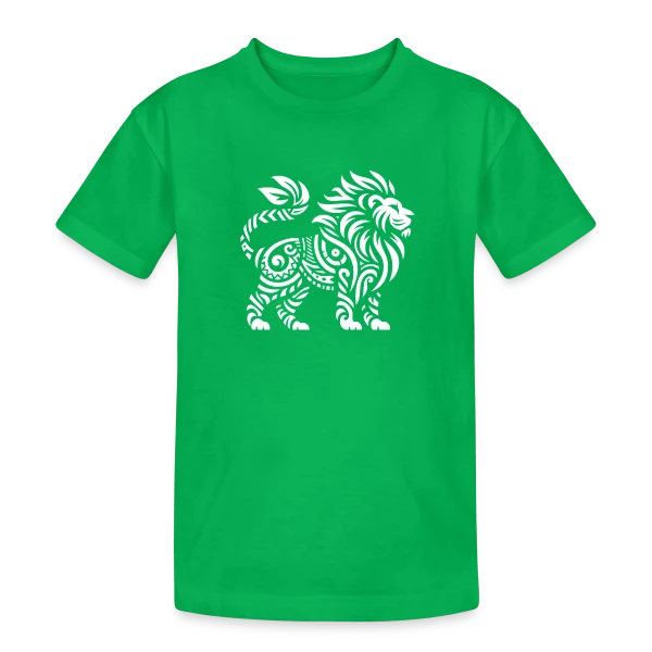 Lion Tribal : Force et Élégance Sauvage sur T-shirt coton épais ado