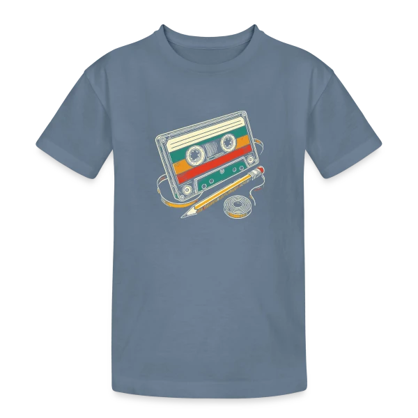 Cassette Rétro Crayon sur T-shirt coton épais ado