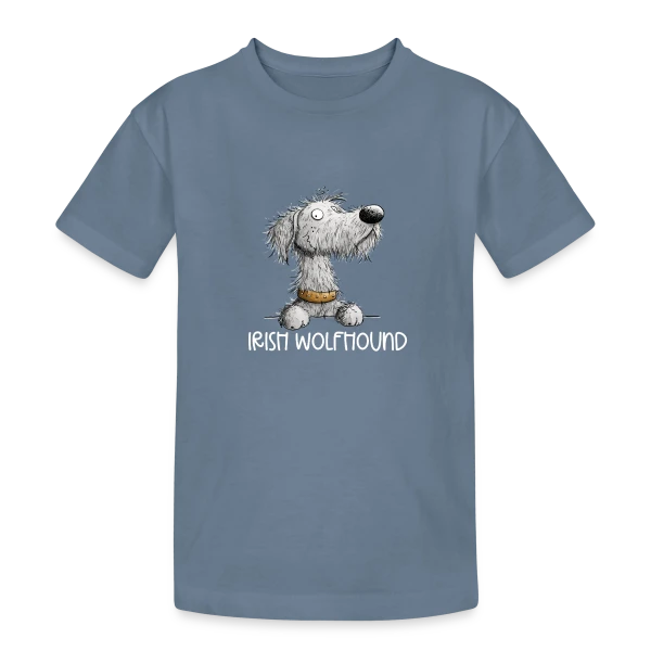 Chien Cartoon Lévrier Irlandais - Envie de promenade sur T-shirt coton épais ado