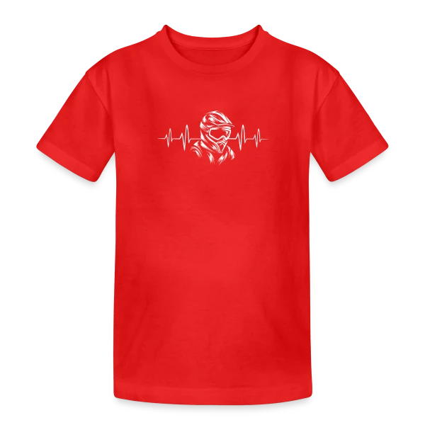 Casque Motocross & Battement de Cœur – Symbole Moto X sur T-shirt coton épais ado