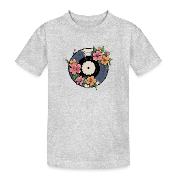 Vinyle Fleuri Rétro Artistique sur T-shirt coton épais ado