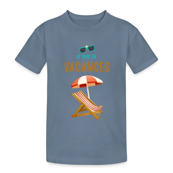 Je Suis En Vacances Plage sur T-shirt coton épais ado