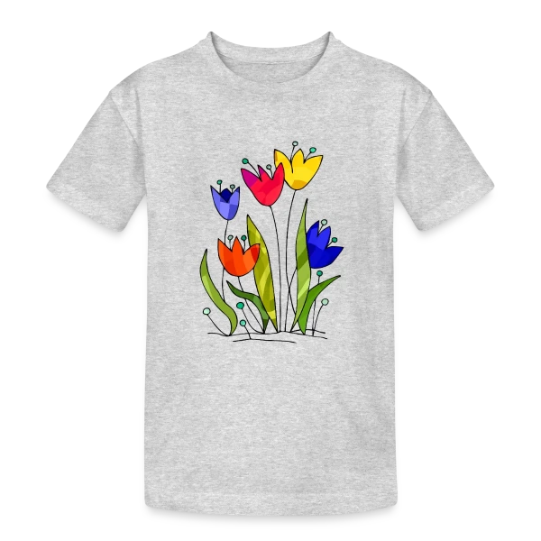 Bouquet de Fleurs sur T-shirt coton épais ado