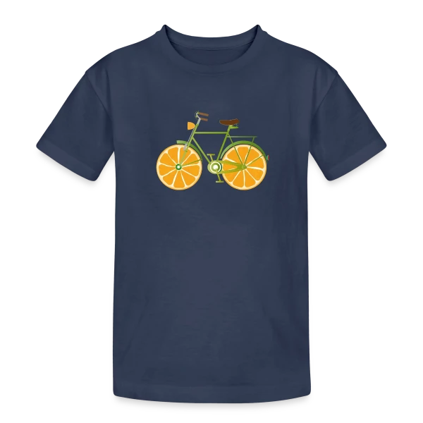 Vélo Fruitix : L'Original Fun aux Roues Oranges sur T-shirt coton épais ado