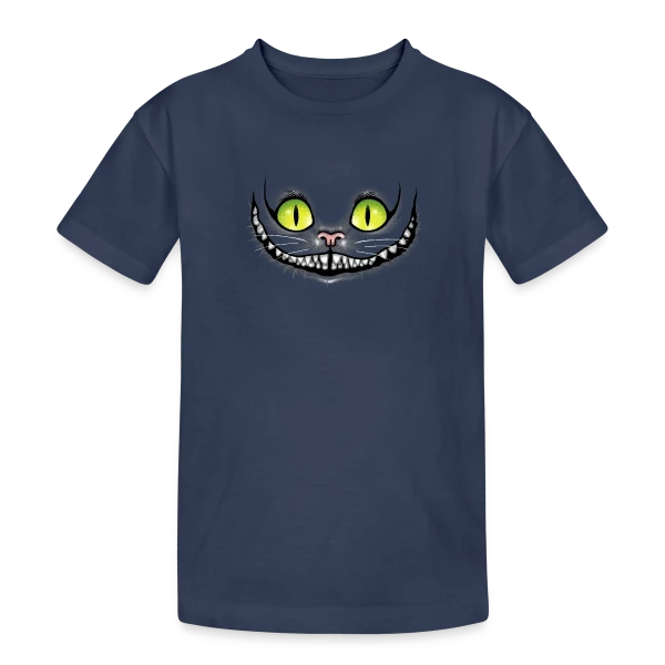 Chat Noir Sourit dans le Noir sur T-shirt coton épais ado