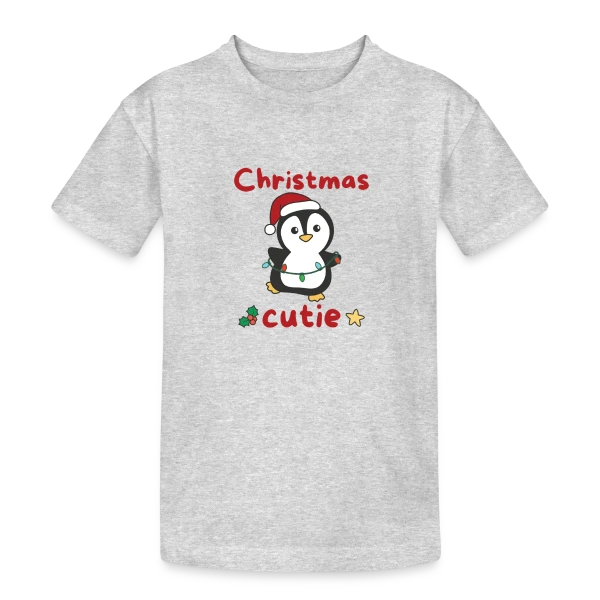 Pingouin Mignon Lumières Noël sur T-shirt coton épais ado