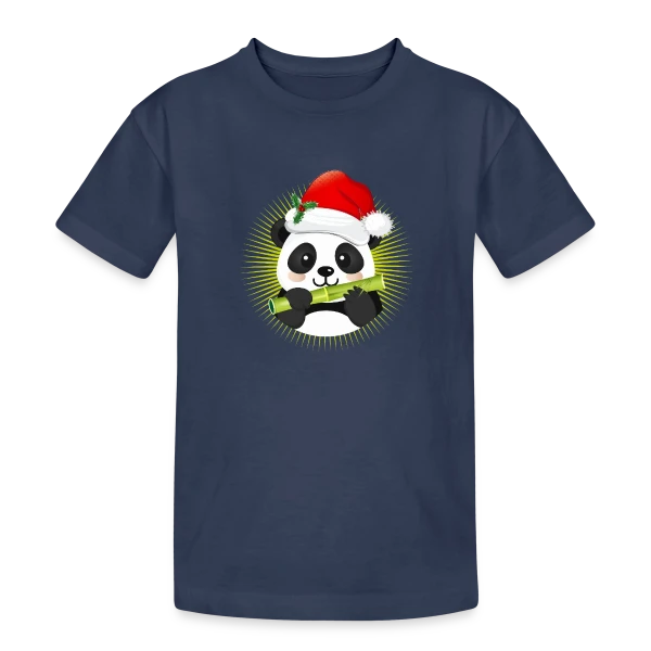 Panda Festif de Noël sur T-shirt coton épais ado
