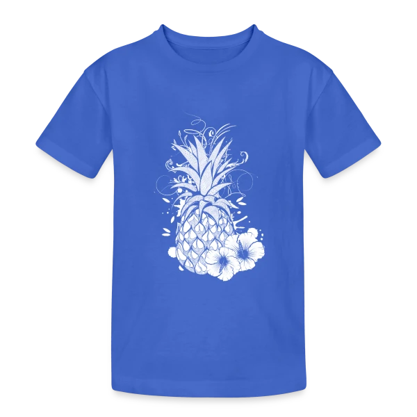Ananas Tropical Blanc Stylisé sur T-shirt coton épais ado