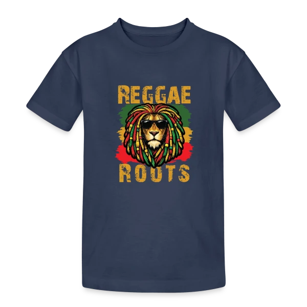 Lion Reggae Roots sur T-shirt coton épais ado