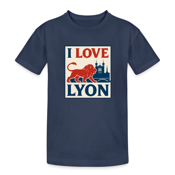 Fierté Lyonnaise Lion Vintage sur T-shirt coton épais ado