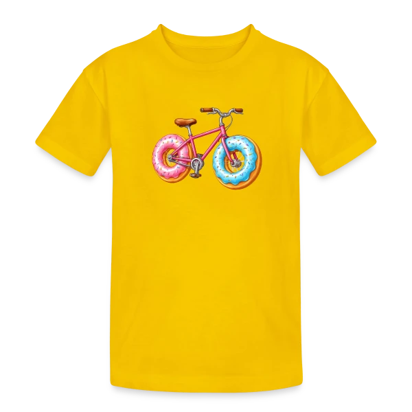 Cycliste Gourmand : Donut & Vélo Humoristique sur T-shirt coton épais ado