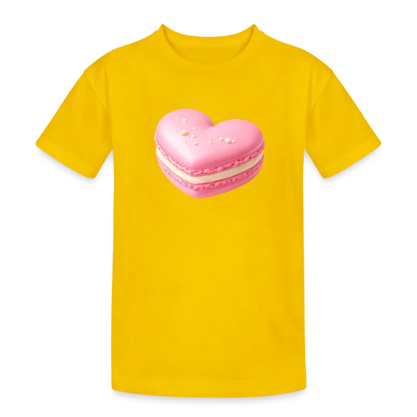 Macaron Cœur - Déclaration Gourmande sur T-shirt coton épais ado