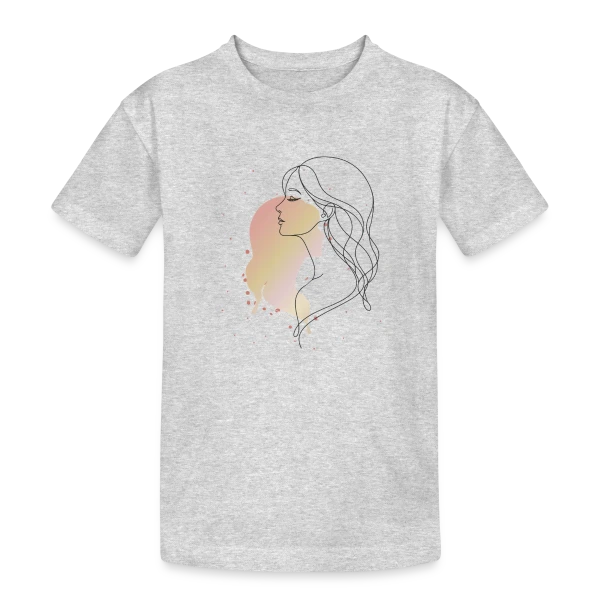 Portrait de Femme en Art Ligne - Élégance Minimaliste sur T-shirt coton épais ado