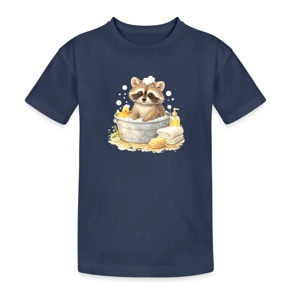 Bébé Raton Laveur dans le Bain sur T-shirt coton épais ado